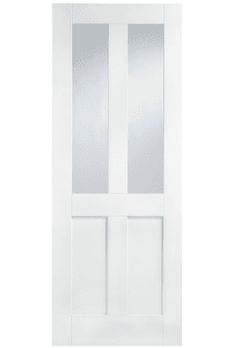 Internal Door White Primed London Shaker 4 Panel with Clear Glass LPD Internal Door White Primed London Shaker 4 Panel with Clear Glass LPD