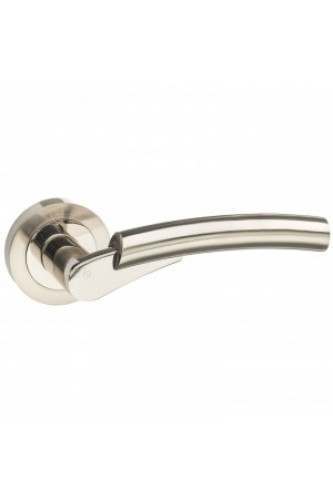 Messina Mediterranean Handle on round rose Satin Nickel and Nickel Plated Messina Mediterranean Handle on round rose Satin Nickel and Nickel Plated
