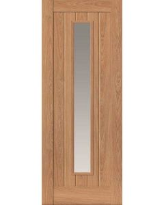 Internal Door LAMINATE Oak Coloured wood effect Hudson with Clear Glass Prefinished 