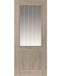 Internal Door LAMINATE Grey Coloured wood effect Colorado Clear Glass with Etched Lines Prefinished 