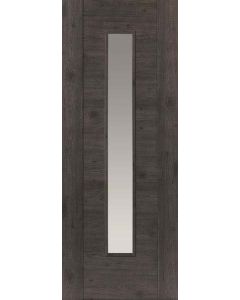 Internal Door Laminate Dark Grey Walnut Wood Effect Alabama Cinza With Clear Glass Prefinished 