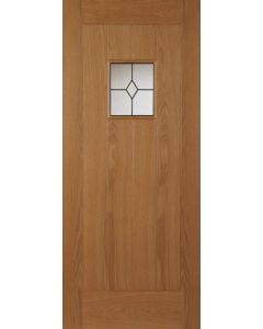 External Door Oak Thames with Triple Glazed Rippled and Clear Glass Untreated