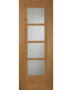 Internal Fire Door Particle Board Core Iseo 4 Light with Clear Glass Prefinished
