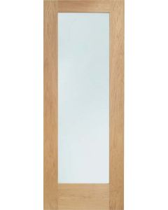 External Door Oak Double Glazed Pattern 10 with Clear Glass DOWELLED Untreated