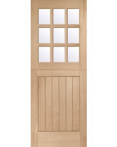 External Oak Door Stable 9 Light with Clear Glass M & T 