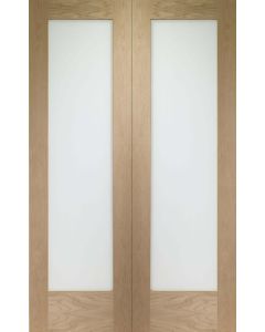 Internal Door Pair Oak Pattern 10 with Obscure Glass Untreated 
