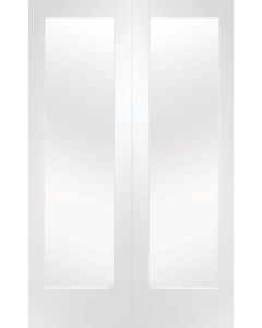 Internal Rebated Door Pair White Primed Pattern 10 with Clear Glass 