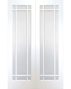 Internal Rebated Door Pair White Primed Cheshire with Clear Glass