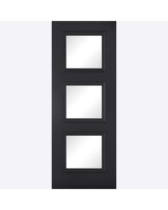Internal Door Premium Primed Plus Black Antwerp 3 Light Clear Glass