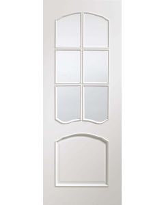 Internal Door White Riviera with Clear Bevelled Glass Prefinished