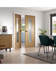 Aria Oak Clear Glazed Laminate Pre-Finished Internal Door Lifestyle Image