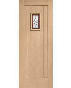 External Door Triple Glazed Oak Chancery Onyx with Brass Caming