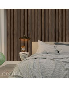 Acoustic Wall Panels Walnut Plus Pre-Finished Deanta Lifestyle image with side slats