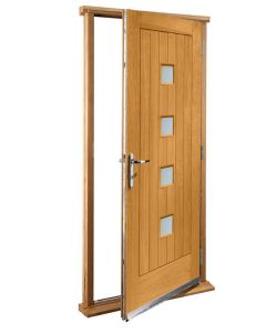 External Oak Siena with obscure glass Timber Doorset Prefinished (33")  
