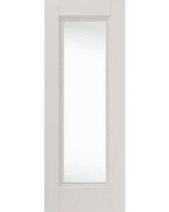Internal Door White Primed Belton with decorative flush mouldings and Clear Glass (RAL colour finish available)