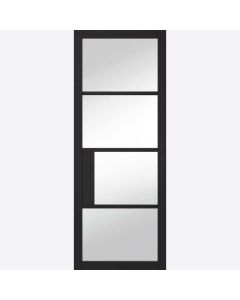 Internal Door Premium Primed Plus Black Chelsea 4 Light CLEAR GLASS