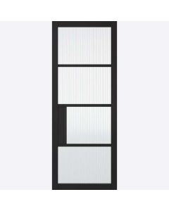 Internal Door Premium Primed Plus Black Chelsea 4 Light REEDED Glass