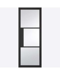 Internal Door Premium Primed Plus Black Tribeca 3 Light CLEAR Glass