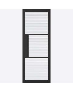 Internal Door Premium Primed Plus Black Tribeca 3 Light REEDED Glass