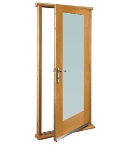 External Oak Pattern 10 with Clear Glass Timber Doorset Prefinished Medium Light Oak (33")