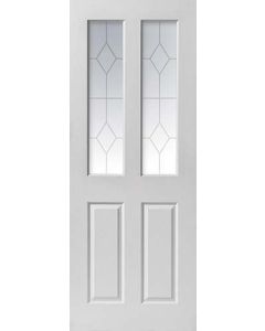 Internal Door White Moulded Canterbury Grained 2 Light Etched