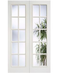 Internal Door Pair White Primed Moulded SA 10 Light Glazed LPD