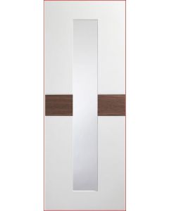 Internal Door White and Walnut Asti with Clear Glass Prefinished DISCONTINUED
