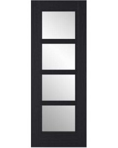 Internal Door Charcoal Black Vancouver 5 Panel with Clear Glass Prefinished 