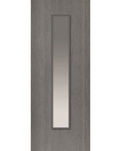Internal Door Painted Grey Pintando Flush with Clear Flat Safety Glass Prefinished 