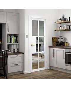 Internal Door Civic White Clear Glass Urban Industrial Design Pre Finished