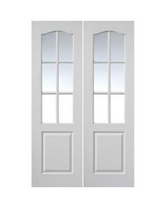 Internal Door Pair White Moulded Classique 6 Light 