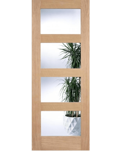 Contemporary Shaker 4 Panel Oak with Clear Glass Untreated 