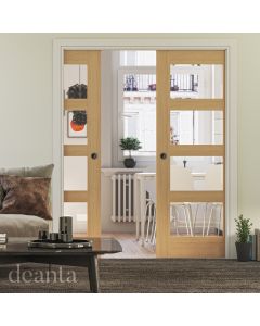Coventry Untreated with Clear Glass Oak Internal Door lifestyle image by Deanta