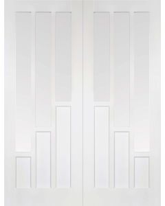 Internal Door Pair White Primed Coventry with Clear Glass 