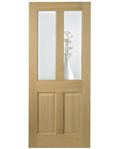 Internal Door Oak Richmond with Clear Bevelled Glass with non raised moulding Prefinished 