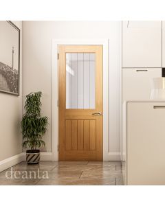 Ely Prefinished 2 Panel Clear Glazed Oak Internal Door Lifestyle Image