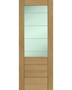 Internal Oak Palermo Essential 2XG with Clear Etched Glass Unfinished