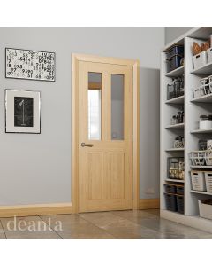 Eton clear Glass Untreated Oak Internal Door Lifestyle Image by Deanta