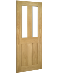 Internal Door Oak Eton with Clear Glass Unfinished angled