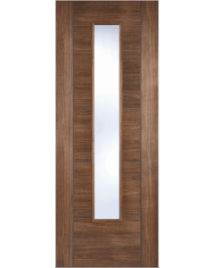 Internal Door Walnut Laminate Vancouver with Clear Glass Prefinished