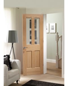 XL joinery Malton Oak Fire Door Clear Glass non raised mouldings untreated lifestyle image