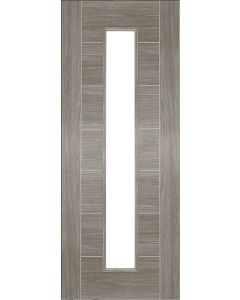 Internal Door Grey Laminate Corsica 1 Light with Clear Glass Prefinished