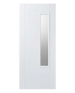 External Door Composite GRP White Newbury 1 Light Prefinished - Frosted Glass