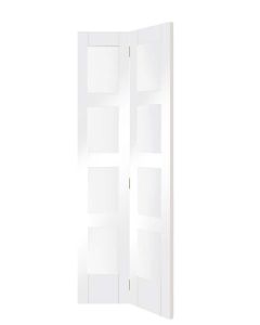 Internal Bifold Door White Primed Shaker with Clear Glass