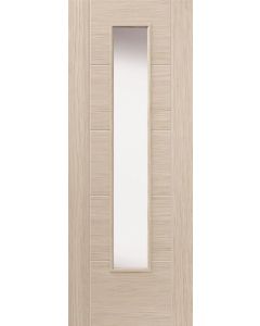 Internal Door Semi Solid Core Tigris Ivory Clear Glass  Prefinished 