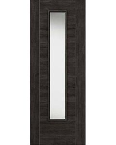 Internal Door Laminate Dark Grey Walnut Wood Effect Tigris Cinza With Clear Glass Prefinished