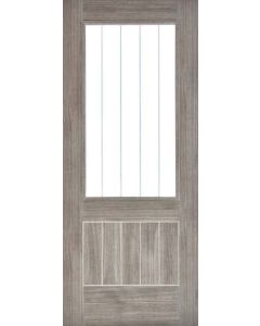 Internal Door Laminate Light Grey Mexicano with Etched Glass Prefinished SPECIAL OFFER