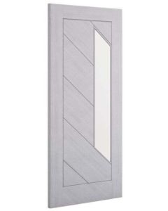 Internal Fire Door Light Grey Ash Torino With Clear Glass Prefinished