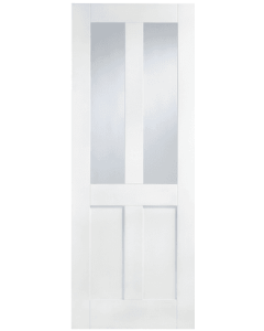 Internal Door White Primed London Shaker 4 Panel with Clear Glass LPD