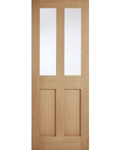 Internal Door Oak London Shaker 4 Panel with Clear Glass Prefinished LPD